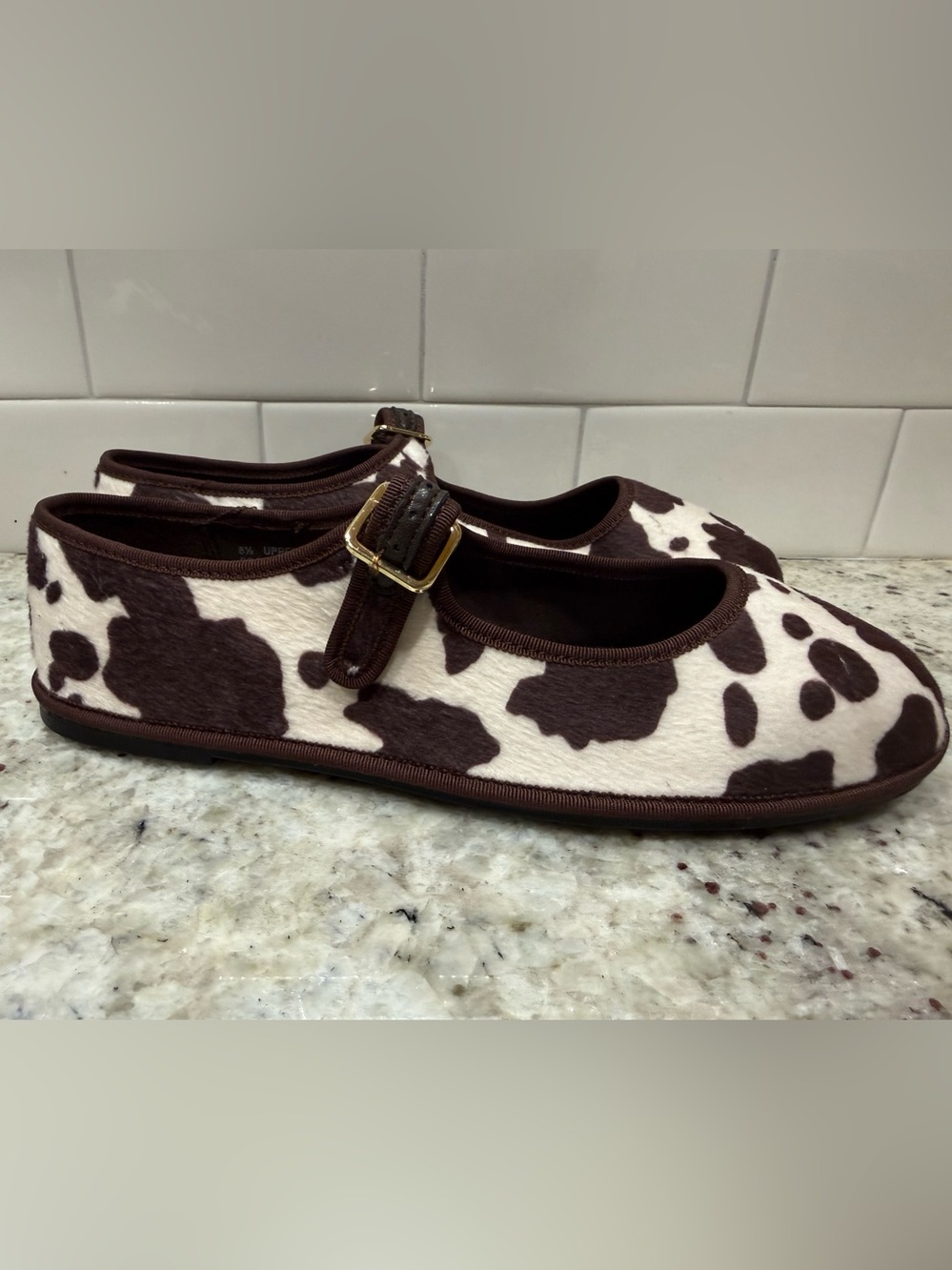 Universal Thread Brown & White Cowprint Mary Jane Shoes Size 8 NWOT or 8 1/2 NWT - Picture 4 of 16